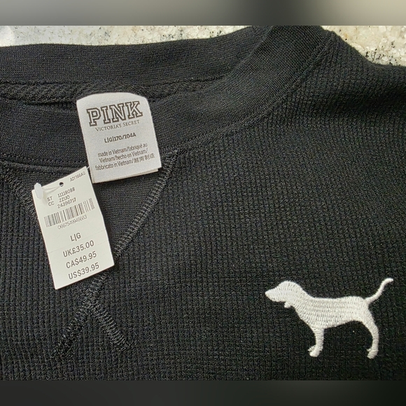 PINK Victoria's Secret Cropped Waffle Knit Long Sleeve. NEW! - Picture 3 of 5